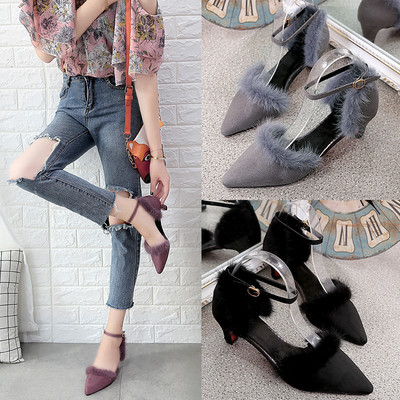 岸森尖頭貂毛單鞋 3厘米細跟，演繹秋冬優雅與性感